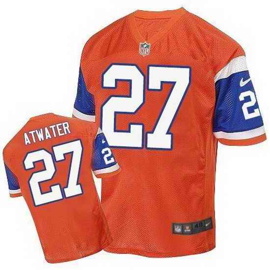 Nike Broncos #27 Steve Atwater Orange Throwback Mens Stitched NFL Elite Jersey